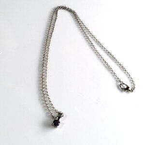 Necklace Purple Stone Silver Tone Women's 18" Delicate